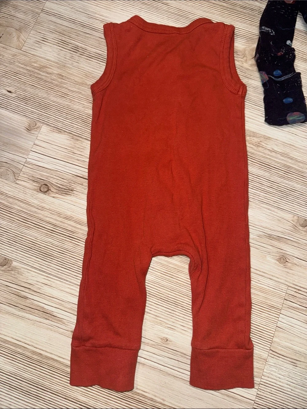 kate quinn Sleeveless Button-Front Romper in Rust